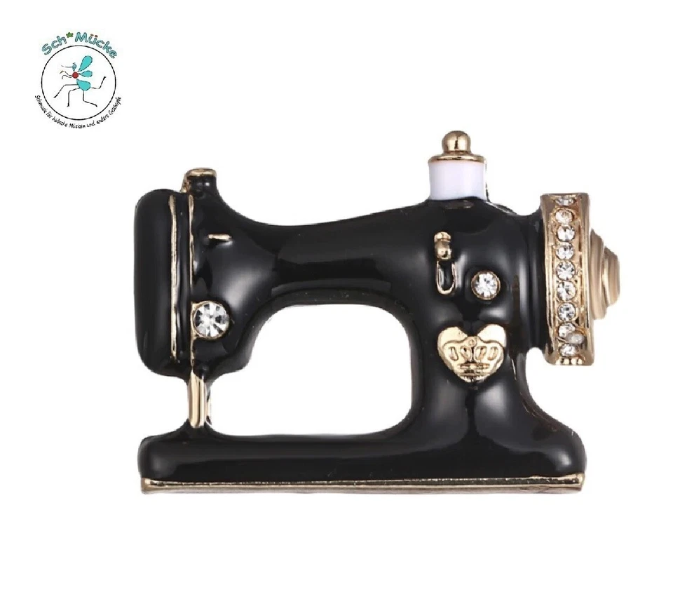 Brosche Nähmaschine Flinkhand Retro Vintage Amulett Glücksbringer Geschenkidee - Bild 1 von 1