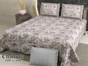 Indian Cotton Pestal Color Floral King Bed Sheet Bed Spread with 2 pillow cover