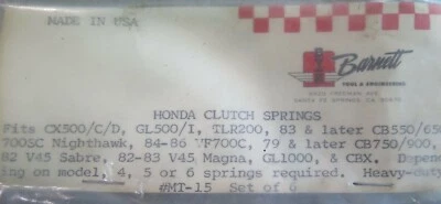 Juego de 6 resortes de embrague Barnett MT-15 para Honda (8C-2) NOS Foto 1 de 2