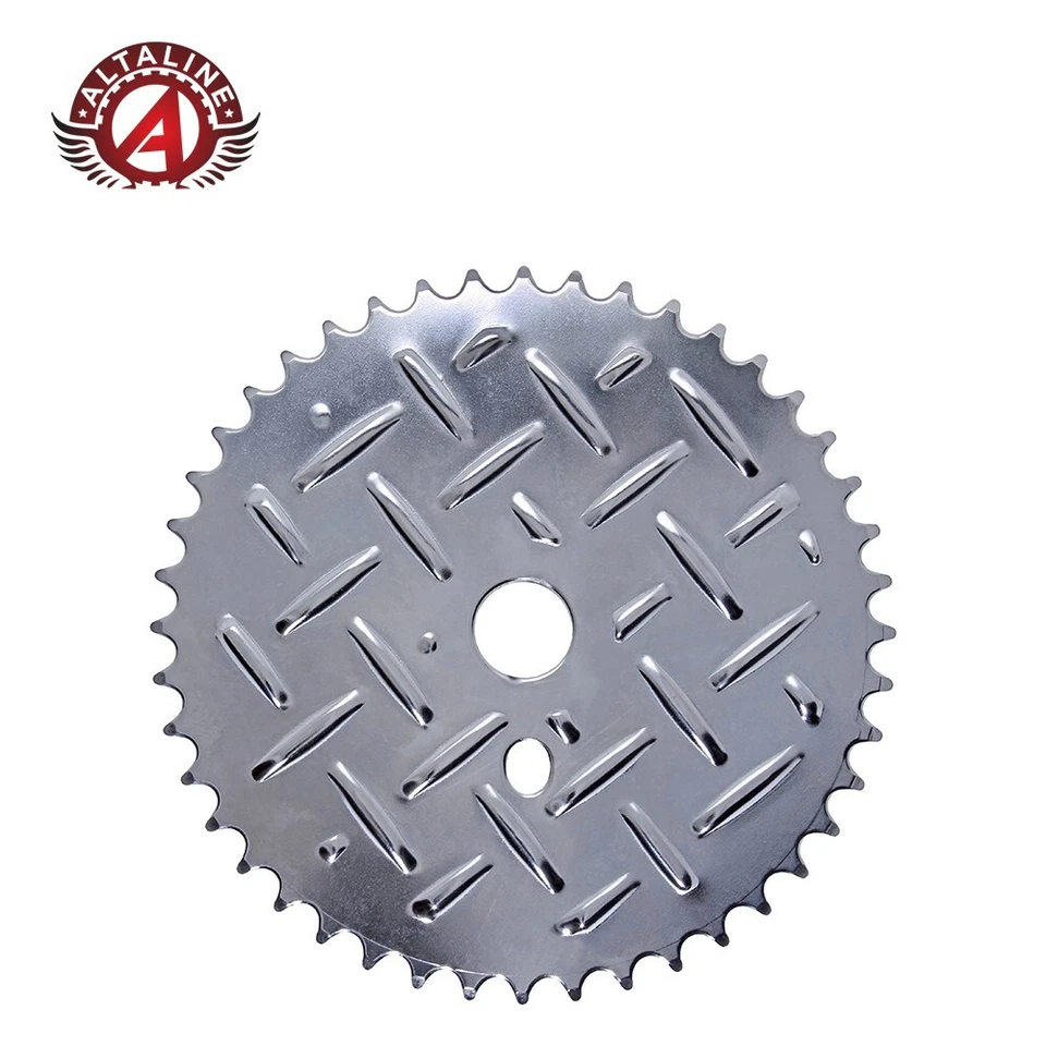 ALTALINE 1 PIECE CRANK 44 TEETH STEEL BMX CHAINRING/SPROCKET 1/2 X 1/8 CHROME. - Image 1 of 1