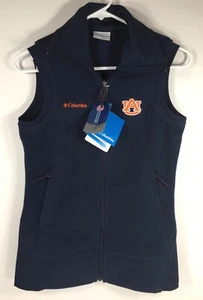 Auburn NEW Columbia Adult Fleece Vest Sz XS Navy w Spellout Full Zip w Pockets - Picture 1 of 7