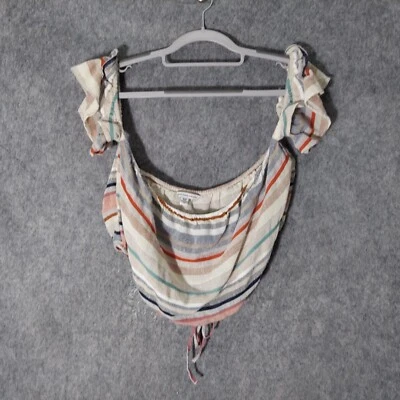 Blusa American Eagle XL cropped tecido fora do ombro Florence gravata listrada festival boho - Imagem 1 de 4