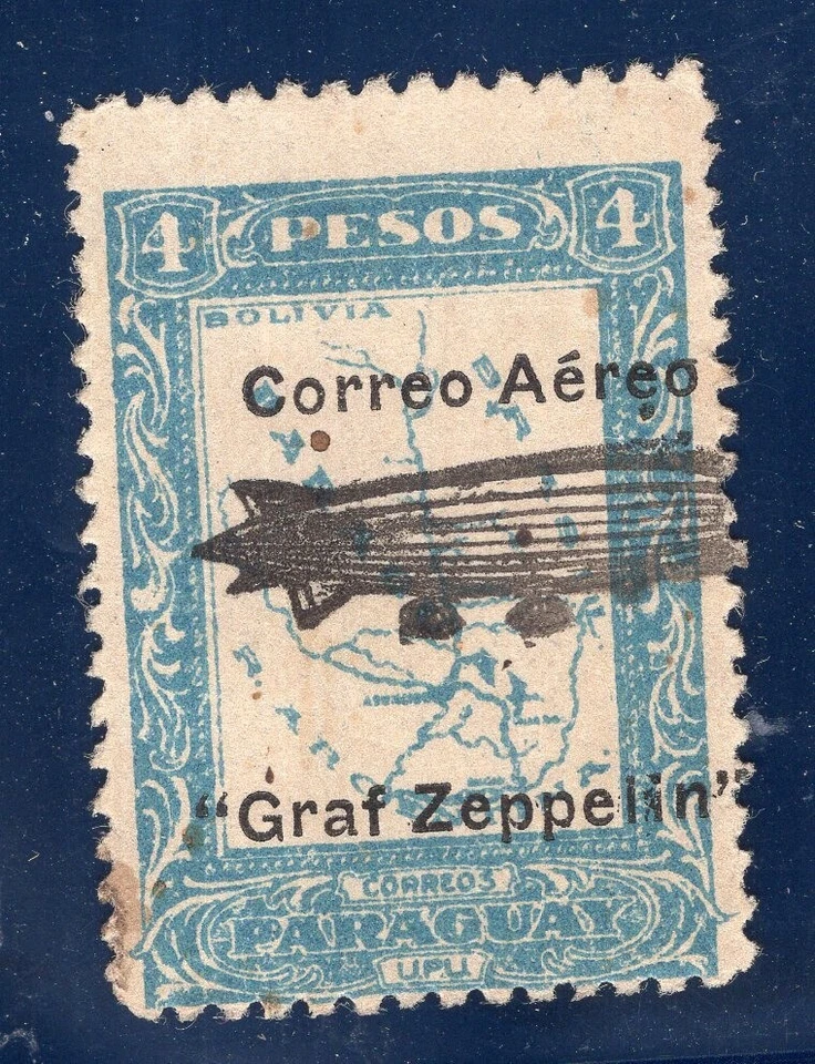 PARAGUAI - ZEPPELIN, KN # 45, IMPRESSÃO SOBREPOSTA MUITO DESLOCADA - Imagem 1 de 1