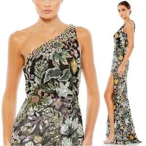 Mac Duggal 49574 Size 6 Embellished Floral Garden One Shoulder Thigh Slit Gown - Picture 1 of 16