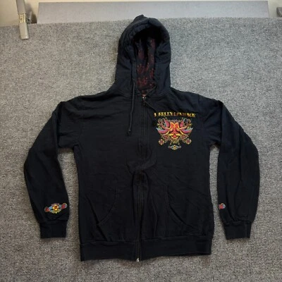 Harley Davidson Y2K Women's Hoodie Sweatshirt Black Zip Angel Wings Size Medium - Image 1 of 4