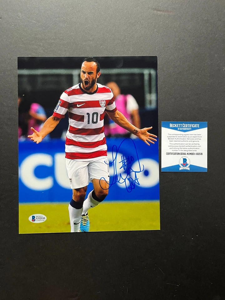 Landon Donovan ¡¡Raro!! Foto firmada autografiada de fútbol de Estados Unidos 8x10 Beckett BAS certificado de autenticidad Foto 1 de 1