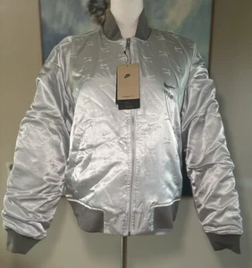 Nike Air Pure Platinum Bomber Jacket Therma-Fit Satin Silver DV4372-043 Size L - Picture 1 of 8