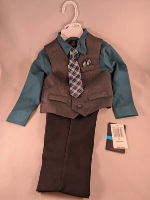 NUEVO TRAJE DE 4 PIEZAS DOCKERS PARA NIÑOS - CAMISA, CHALECO, PANTALONES, CORBATA TALLA 18M Foto 1 de 4