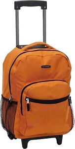 Rockland Double Handle Rolling Backpack, Orange, 17"x13"x10" MSRP $80