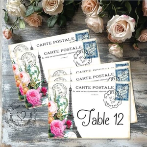 TARJETAS DE MESA DE BODA TORRE EIFFEL FRANCESA DOBLE O ÚNICA CARA O LETREROS #6 - Imagen 1 de 9