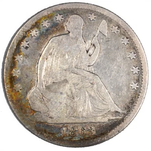 1863 Liberty Seated Silver Half Dollar 50C - Circulated Toned - - Picture 1 of 2