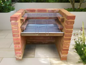 Brick BBQ Kit DIY Charcoal Stainless Steel Grill Barbecue - 67cm x 40cm - Picture 1 of 5