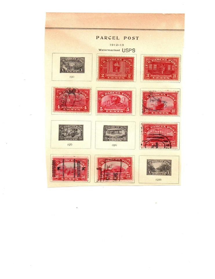 US parcel post 8 stamps 1912-13 wm usps vf used & mint - Image 1 of 1