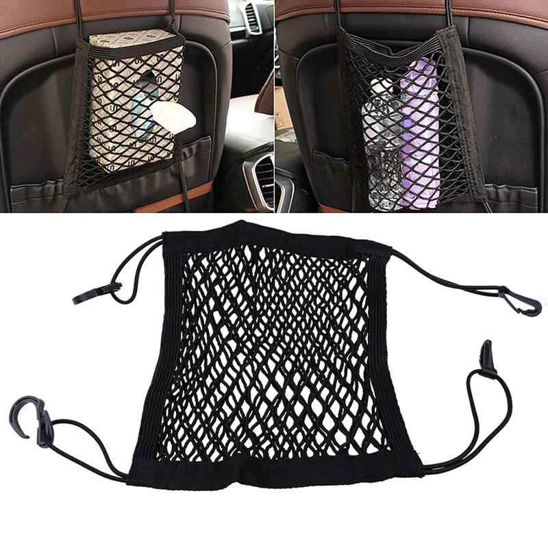 Bolsa de red de malla elástica para almacenamiento de asiento trasero de almacenamiento de carga ordenada de bolsillo para automóvil camión Foto 1 de 4
