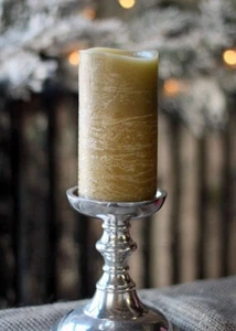 3 LED Flameless Candle Distressed Texture Green 3x6 Lime Grass Scented SET OF 4 - Picture 1 of 3