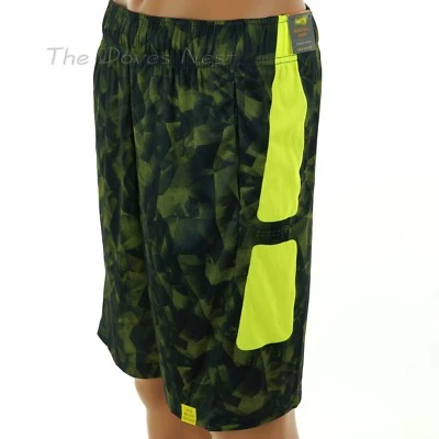 TEK GEAR Men's SMALL Green NAVY & YELLOW Print BASKETBALL SHORTS DryTek SPORT - Image 1 of 4
