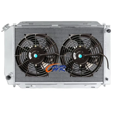 Radiador de alumínio + ventiladores para 1980-1993 Ford Mustang Thunderbird / Mercury Cougar - Imagem 1 de 4