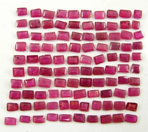 17.20 Ct Natural Ruby Loose Gemstone 3-4 mm Emerald Cut 100 Pcs Lot - 64640 - Picture 1 of 5