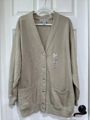 Cárdigan Jennifer Moore Activewear Para Mujer LG-Cuello en V Botón Beige NUEVO Foto 1 de 4