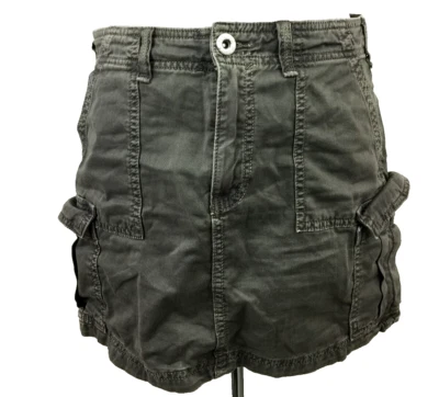 Bershka Women's Skirt Size S Gray Button Zip Pockets Cargo Mini Used F1 — 第 1/4 张图片