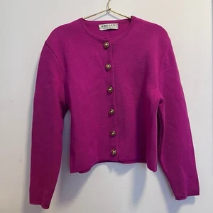Cárdigan suéter Jaeger para mujer pequeño de lana rosa dorado Reino Unido 36 vintage Coastal Grandm - Imagen 1 de 11