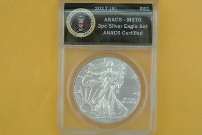 2017 (S) 1 oz Silver American Eagle $1 Coin ANACS MS70 Struck in San Francisco - Image 1 of 4