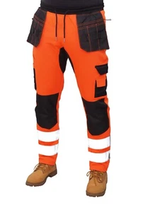 Mens Hi Viz Work Trousers Fleece Work Joggers Trousers comfortable Work pant - Picture 1 of 13