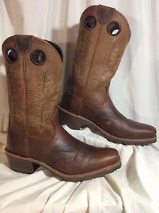 Stivali da cowboy ARIAT uomo 8D marrone 12" ibridi punta quadrata ruvida #10044565 usati in ottime condizioni - Foto 1 di 9
