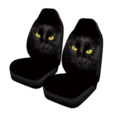 Car Seat Covers Chair Cushion Protector Black Cat Graphic Black Auto Accessories - Image 1 of 4