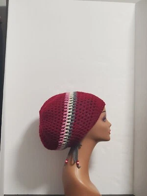 Hecho a mano Rastafari Crochet Dreadlock Tam con cordón Sombrero holgado Foto 1 de 4