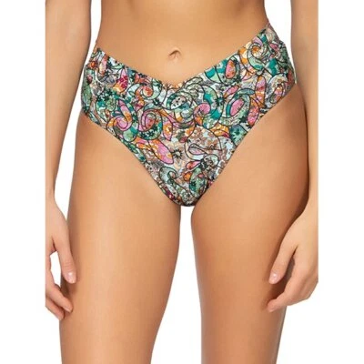 Parte inferior de bikini de cintura alta con frente en V de jade vidrio marino Swim Systems, pequeña de EE. UU. Foto 1 de 4