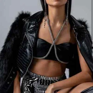 AKIRA MAKING AN APPEARANCE STUDDED HALTER FAUX LEATHER BUSTIER ASST 153983 NEW - Picture 1 of 2