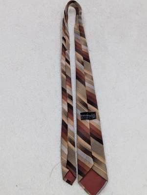 Corbata HARVARD Fina Cuello Multicolor Tostado/Naranja 57"L × 3"W Excelente Poliéster Foto 1 de 4