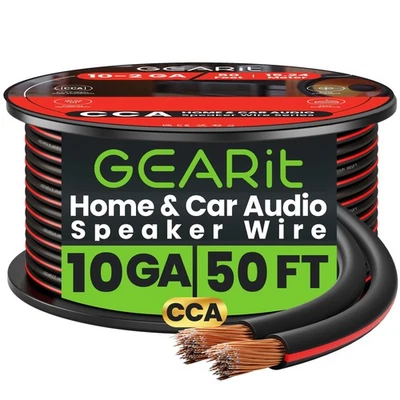 Altavoz de audio para automóvil GEARit calibre 10 CCA cable a granel - 50 pies/100 pies/200 pies negro Foto 1 de 4