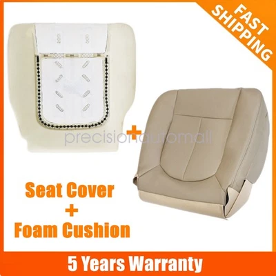 Driver Bottom Leather A/C Seat Cover Tan & Foam Padding For 2013 2014 Ford F-150 Foto 1 de 4