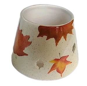 Home Interiors Fall Leaves Candle Jar Glass Shade Topper - Picture 1 of 6