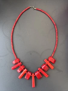 Bambuskoralle Halskette geschliffen rot  - Bild 1 von 6