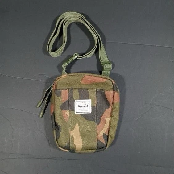 Herschel Mini 5”Crossbody Nylon  Crosshatch Dual Zip Front Pouch Strap Camo - Image 1 of 4