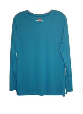 Hanes Sport Blue Long Sleeve Top Size L  Cooling Polyester - Image 1 of 3