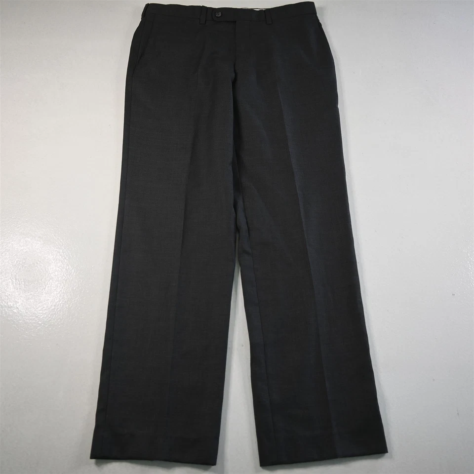 Jack Victor 34x34 Gray Check 100% Wool Spike Flat Front Straight Mens Pants - Image 1 of 4
