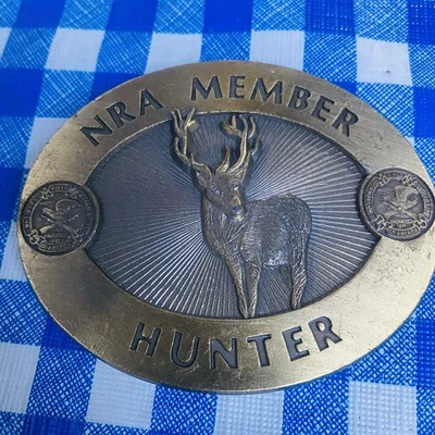复古全国步枪协会 NRA 成员 Buck Hunter 黄铜带扣 — 第 1/4 张图片