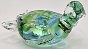 Klar grün blau Wirbel Meeresschildkröte Kunst Glas Figur Briefbeschwerer 4"L - Bild 1 von 6