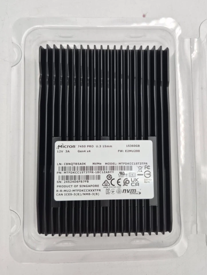 MICRON 7450 PRO 15.36TB SSD U.3 15mm Gen4 x4 NVMe MTFDKCC15T3TFR-1BC1ZABYY Foto 1 de 1