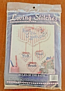 Loving Stitches Rules of the Bath Counted Cross Stitch Kit 1991 Karens Kreations - Bild 1 von 2