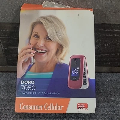 Teléfono Celular de Consumo Doro 7050 DFC-0180 Rojo Blanco Caja Original - Piezas Foto 1 de 4