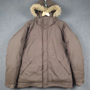 COLUMBIA Jacket Mens L Large Brown Down Fill Waterproof Parka Puffer Coat Hooded - Picture 1 of 11