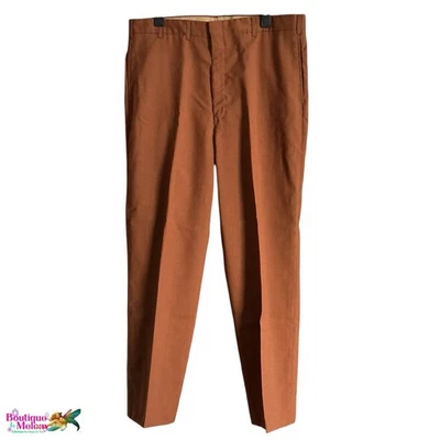 Farah Never Iron Vintage 70s Pants Trousers Flat Front Men 36W x 29L Rust USA - Image 1 of 4