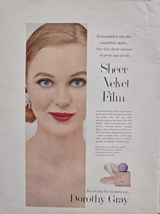 1956 Dorothy Gray Sheer Velvet film makeup cosmetics vintage  ad  - Picture 1 of 1