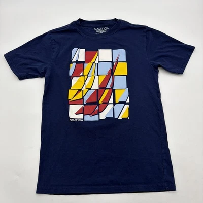 Nautica T-shirt Youth Boys L 14/16 Y Blue Graphic Print Logo 100% Cotton.#37728 - Image 1 of 4
