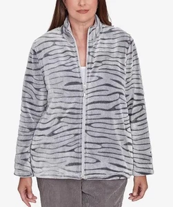 Alfred Dunner Women's Copenhagen Fuzzy Sculpted Zebra Animal Jacket Size XL - Picture 1 of 10